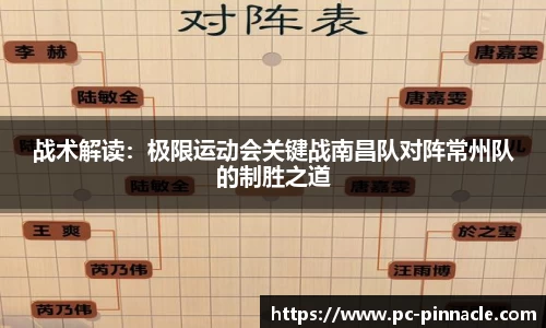战术解读：极限运动会关键战南昌队对阵常州队的制胜之道